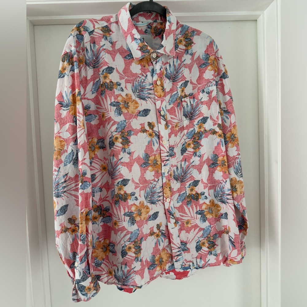 Beautiful inside out tropical long sleeve casual shirt 28 Palms XL Like new!